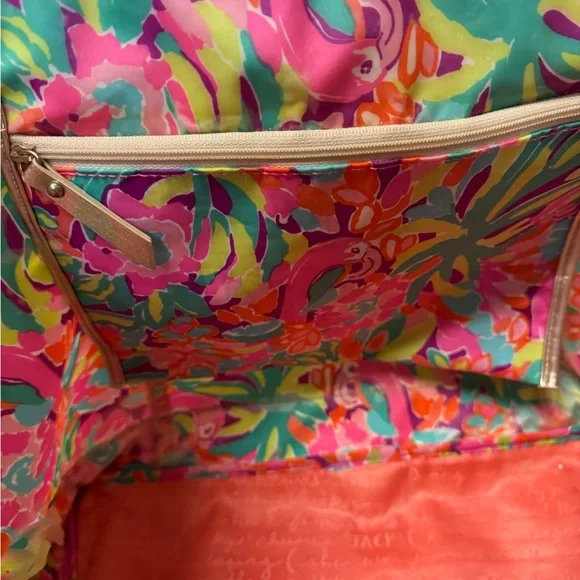 Lilly Pulitzer Colorful Floral Tote with Gold Trim - Picture 3 of 6